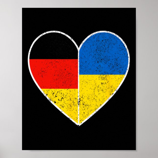 Poster Coração Alemanha E Ucrânia Solidariedade Amizade V (Frente)