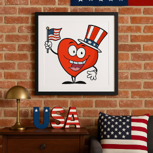 Poster Coração Americano Patriótico