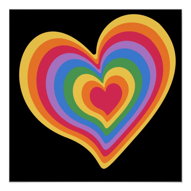 Pôster Coração arco-íris. Orgulho amor gay (Frente)