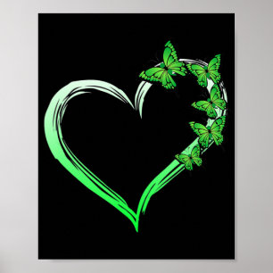 Poster Coração Azul Borboleta Espalhando Saúde Mental