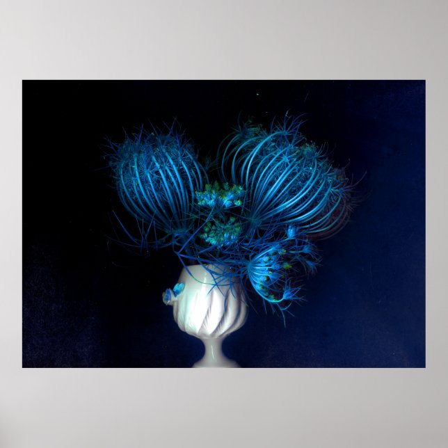 Poster Coração azul em preto (Frente)