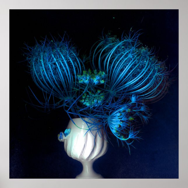 Poster Coração azul em preto (Frente)