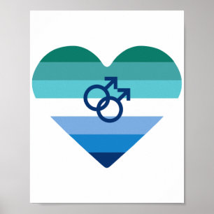 Poster Coração Azul MLM Gay Masculino
