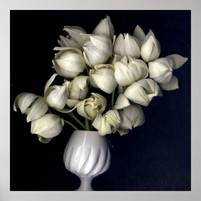 Poster Coração branco em preto (Frente)