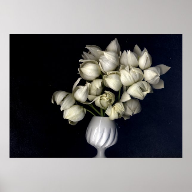 Poster Coração branco no preto (Frente)