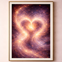 Poster Coração Celestial – Arte Abstrata de Amor Cósmico