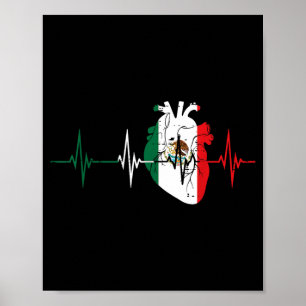 Poster Coração Coração Bandeira do México Amor Homens Mul