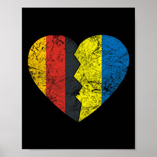 Poster Coração da Bandeira Alemã Ucraniana Alemanha Bande