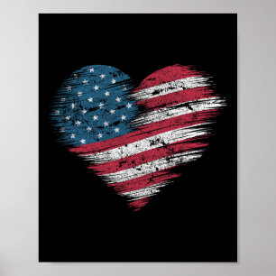 Poster Coração da Bandeira Americana Mulheres Homens Cria