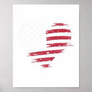 Poster Coração da Bandeira Americana Mulheres Homens Cria