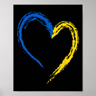 Poster Coração da Bandeira da Ucrânia Vintage Amantes Ucr