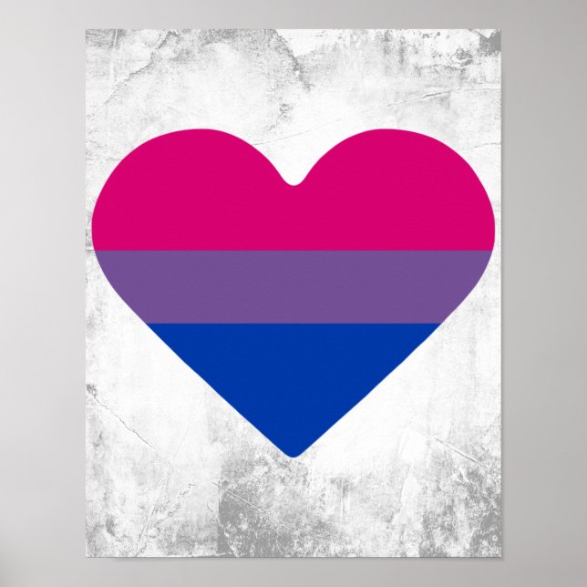 Poster Coração da Bandeira do Orgulho Bissexual (Frente)
