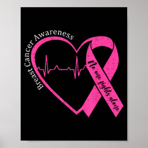 Poster Coração da Consciência do Cancro da Mama Fita Rosa