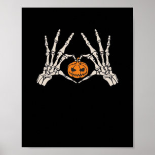 Poster Coração Da Mão E Pumpkin Engraçado Hallow