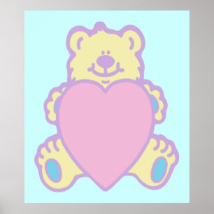Pôster Coração de Amor de Urso Bonito