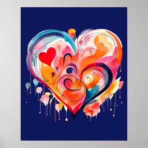 Poster Coração de Aquarela