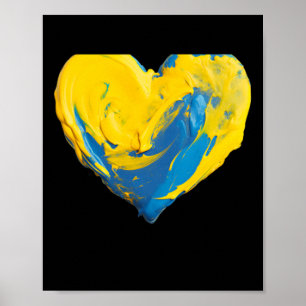 Poster Coração de Argila Ucrânia Azul e Amarelo 