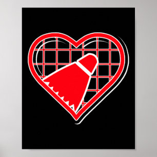 Poster Coração De Badminton Vermelho Para Amantes De Badm