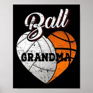 Poster Coração de Basquete de Vovó de Bola