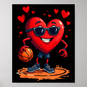 Poster Coração De Basquete - Design De Amor E Hoops Para