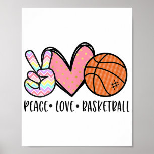 Poster Coração de Basquete Peace Love para Mulheres Adole