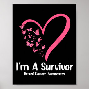 Poster Coração de borboleta rosa Eu sou um Cancer de sobr