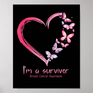 Poster Coração de borboleta rosa Eu sou um Cancer de sobr