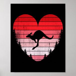 Poster Coração de Canguru Amor Dia dos Namorados Vintage 