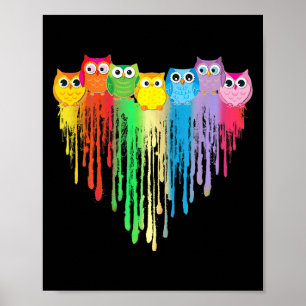 Poster Coração de Coruja Fofo Orgulhoso Lgbtq Mês do Orgu