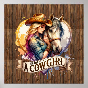 Poster Coração de Cowgirl Ocidental