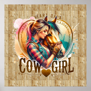Poster Coração de Cowgirl Ocidental