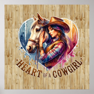 Poster Coração de Cowgirl Ocidental
