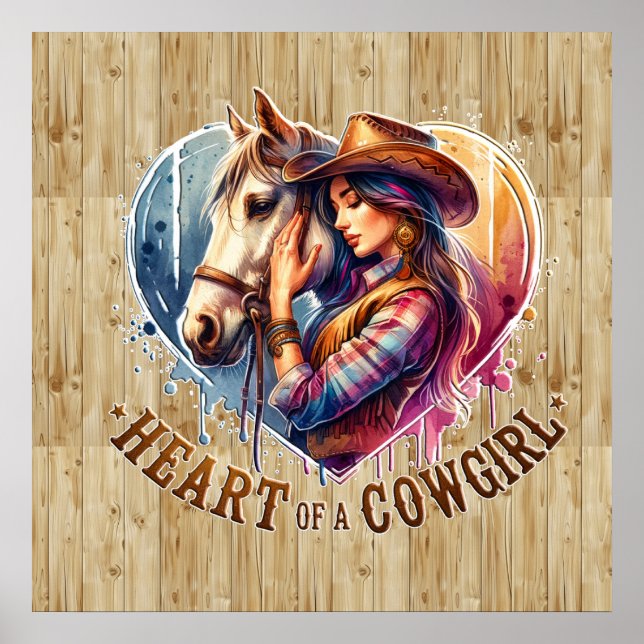 Poster Coração de Cowgirl Ocidental (Frente)