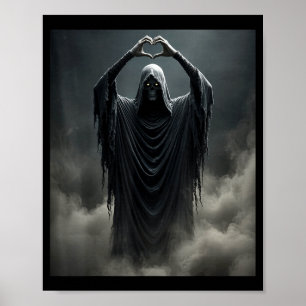 Poster Coração de fantasma engraçado mãos rosto assustado