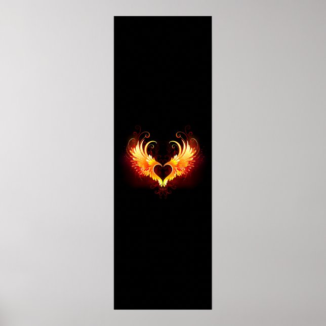Poster Coração de Fogo Angelical com Asas (Frente)