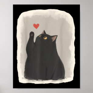 Poster Coração de Gato Bonito de Anime Japonês Kawaii Bla