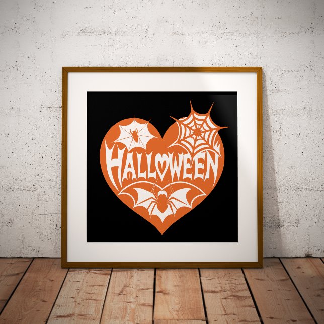 Poster Coração de Halloween, Coração Laranja em Forma, Te (Criador carregado)