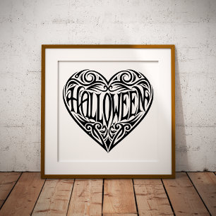 Poster Coração de Halloween, Coração Negro, Feriado