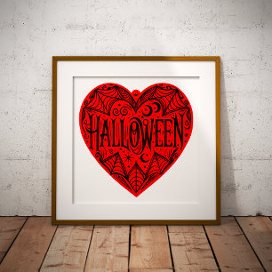 Poster Coração de Halloween, Coração Vermelho, Feriado