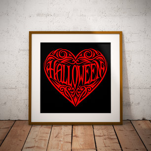 Poster Coração de Halloween, Coração Vermelho, Feriado