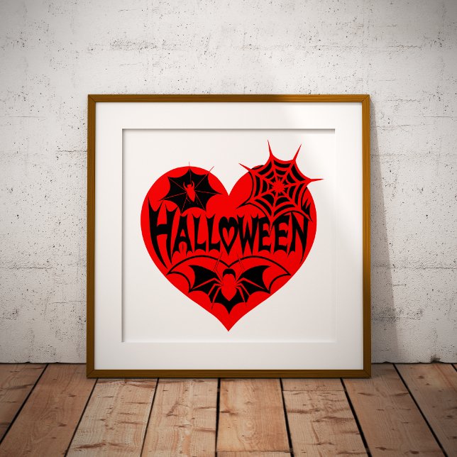 Poster Coração de Halloween, Coração Vermelho, Teia de Ar (Criador carregado)