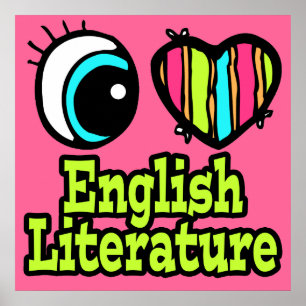 Pôster Coração de Olho Brilhante Eu Amo Literatura Ingles