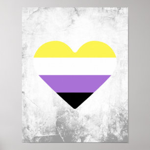Poster Coração de Sinalizador de Orgulho Não-Binário