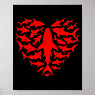Poster Coração de Tubarão Oceano Dia dos Namorados Engraç