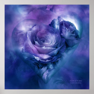 Poster Coração de um rosa - poster/impressão azuis da