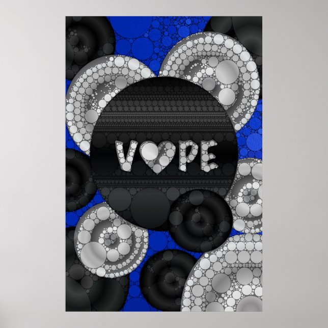 Poster Coração de Vape 3D Preto Azul (Frente)
