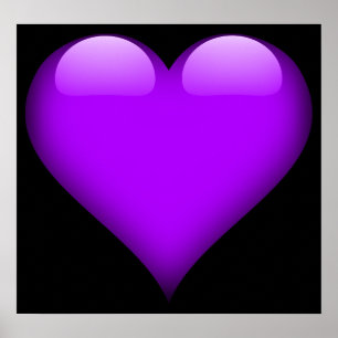 Pôster Coração de vidro roxo customizável