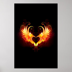 Poster Coração do Anjo Fogo com Asas