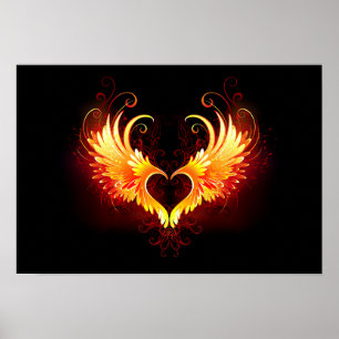 Poster Coração do Anjo Fogo com Asas