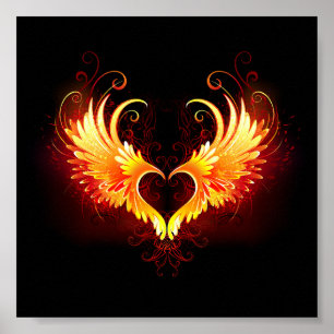 Poster Coração do Anjo Fogo com Asas